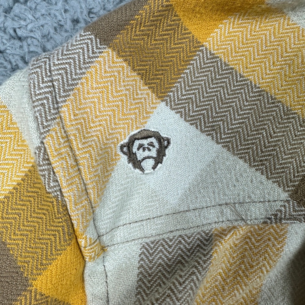 Howler Bros Harkers Flannel Shirt Mens Medium Yellow Brown Plaid Heavyweight - Picture 8 of 14